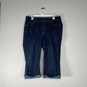 Riders by Lee Cuffed Capri Denim Jeans Women's 14 Mid Rise Blue Casual Pants